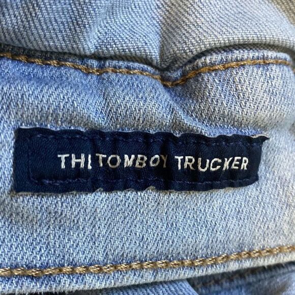 Lucky Brand Tomboy Trucker jean denim jacket Sz M distressed - Picture 10 of 13